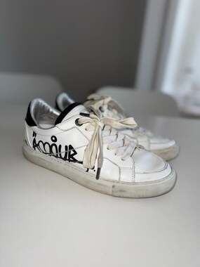 Zadig & Voltaire ZV1747 Amour White Leather Sneakers Size 38